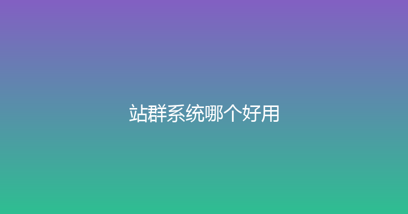 站群系统哪个好用 封面图
